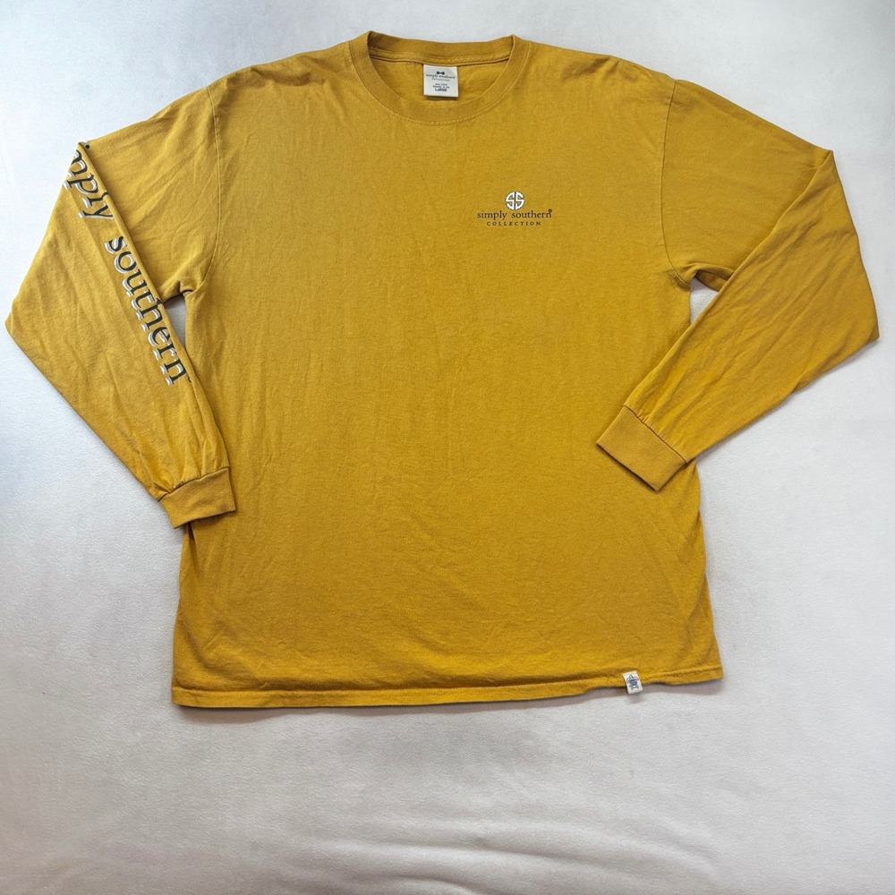 Simply Southern Long Sleeve T-Shirt Women‎ Large Mustard Yellow Bee Kind Graphic